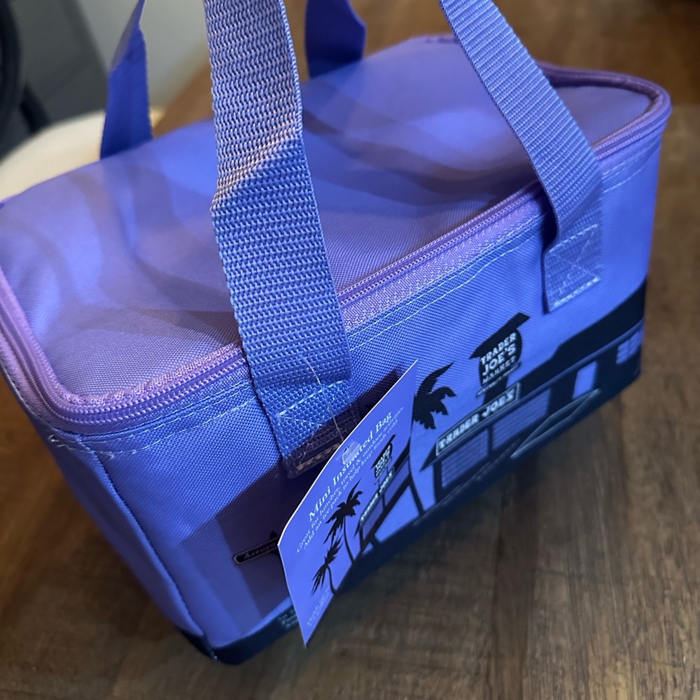 NWT Trader Joe's Mini Insulated Cooler Tote Lunch Box Bag PURPLE